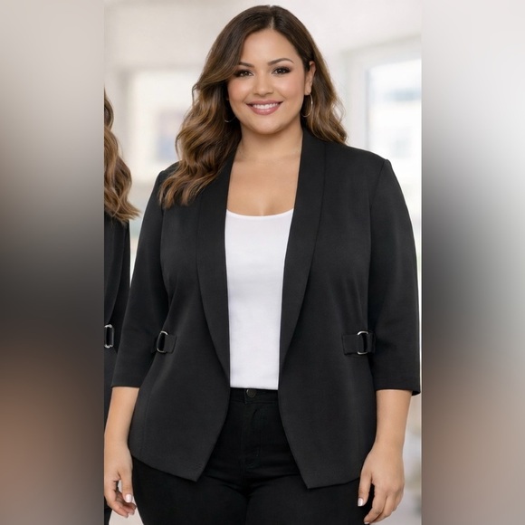 Love Scarlett Black Open Front Blazer Jacket Size 2X NWT - Picture 9 of 12